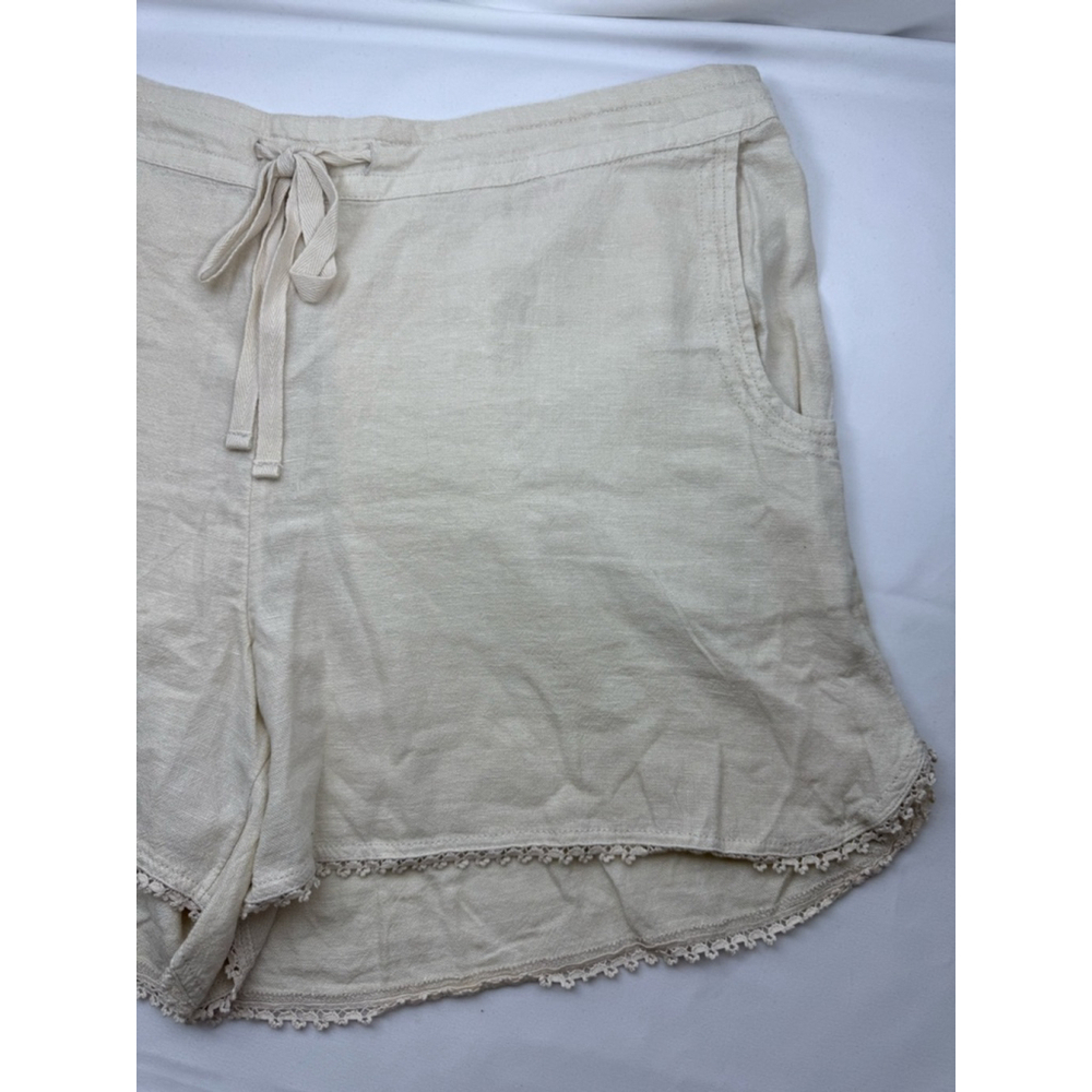 Women's Caslon Linen Blend Shorts Beige/Tan Size XL with Lace Trim - Picture 5 of 10